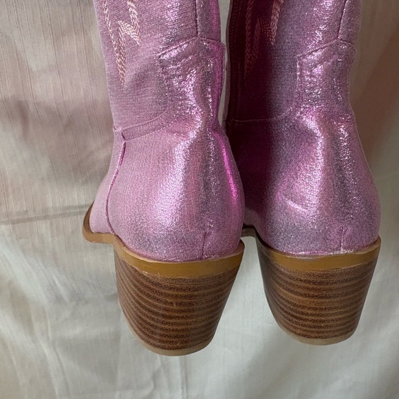 Pink Sparkle Cowgirl Western Cowboy‎ Chunky Heeled Boots Size 9 - Picture 5 of 10